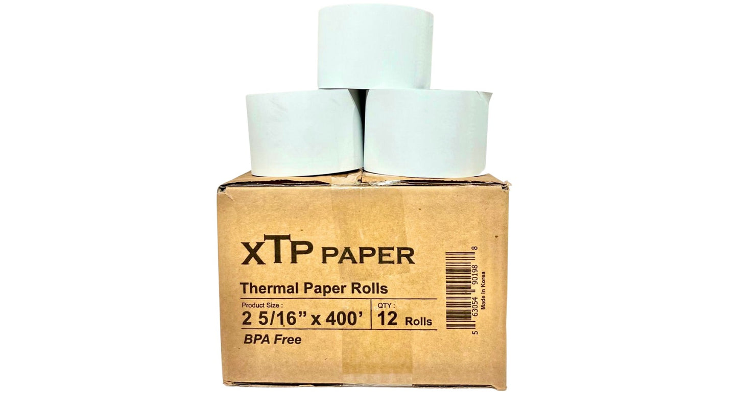 2-5/16" X 400 (12 Rolls) Thermal Paper Credit Card Receipt Rolls